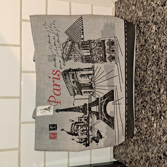 Handbags - Paris Gray Detailed Tote Shoulder Bag. Size 12 high / 16" long